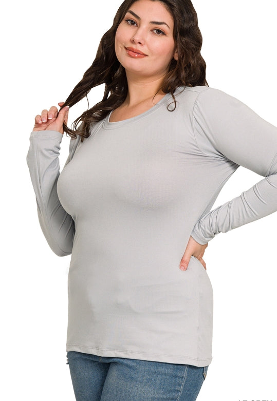 Plus long sleeve round neck tee