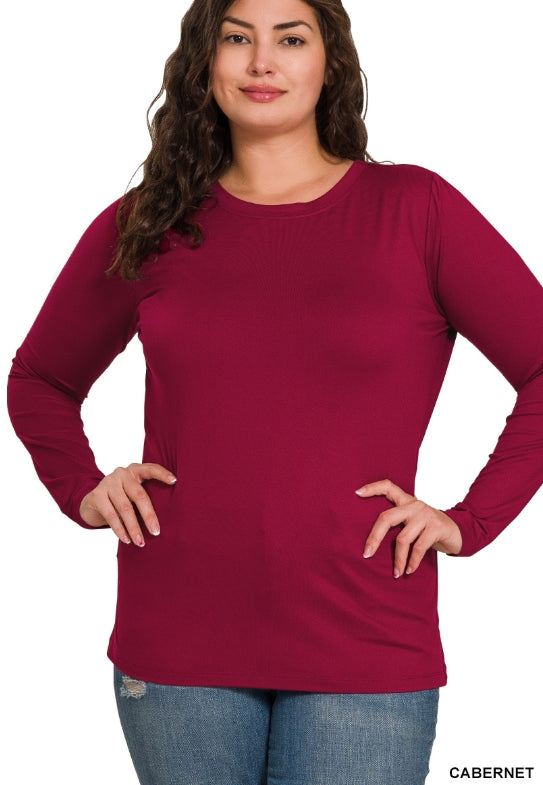Plus long sleeve round neck tee