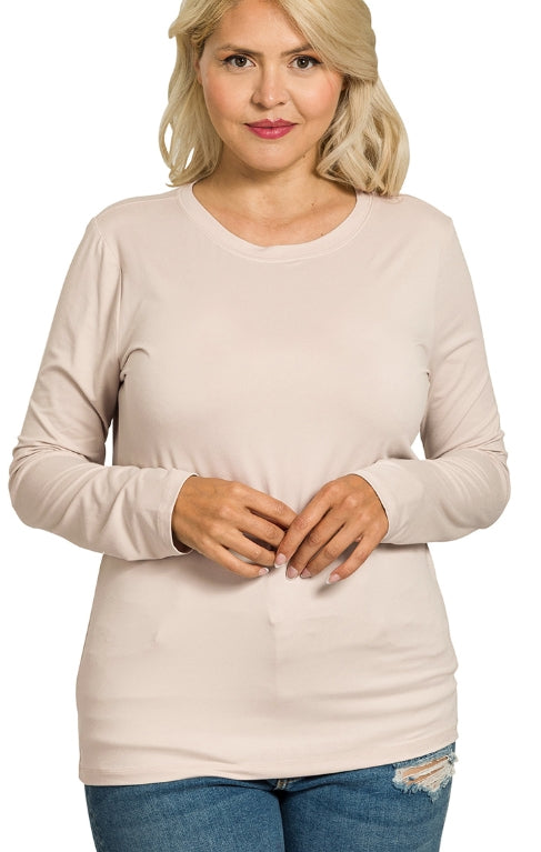 Plus long sleeve round neck tee