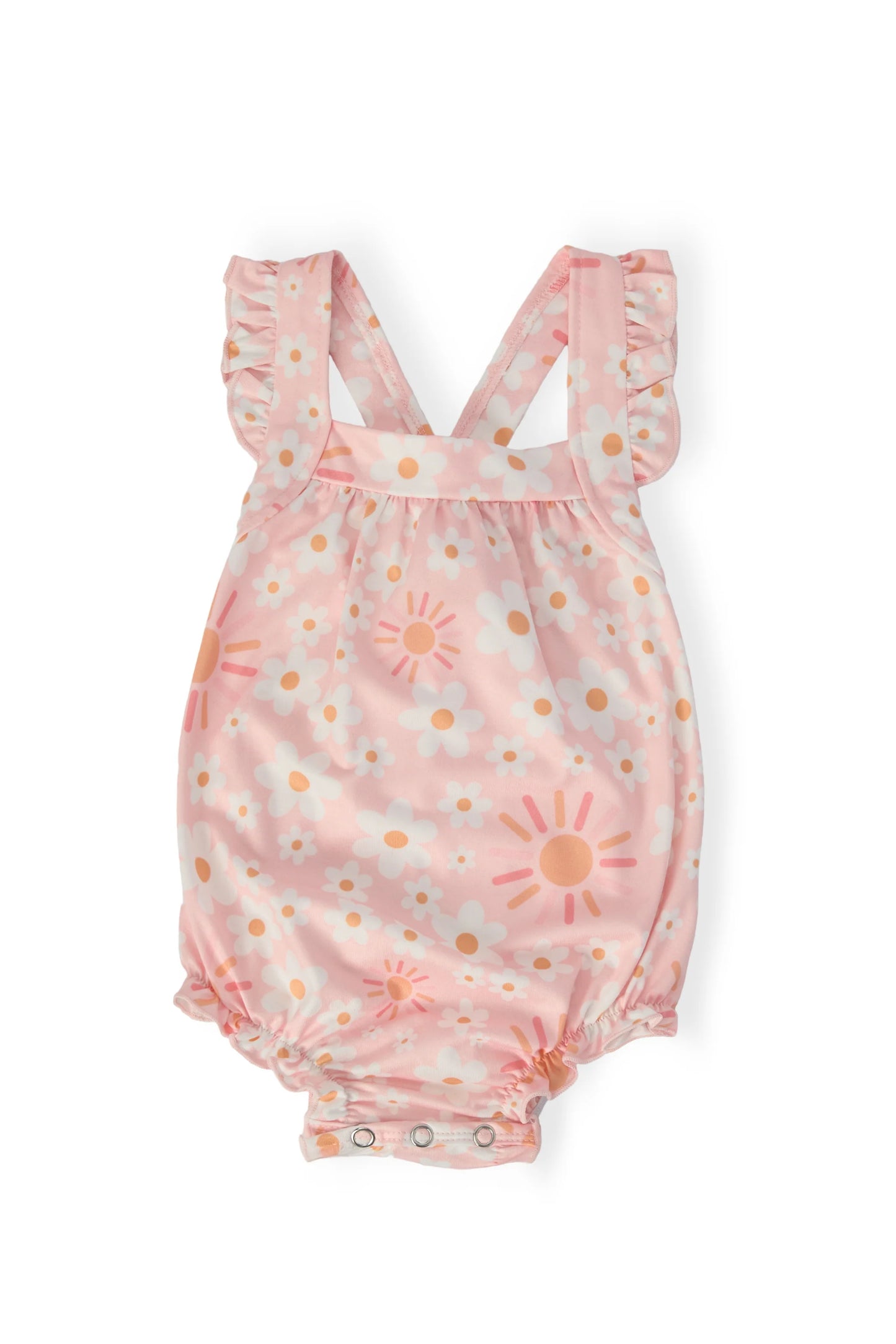 Sweet & Sunny Ruffle Cross Back Romper