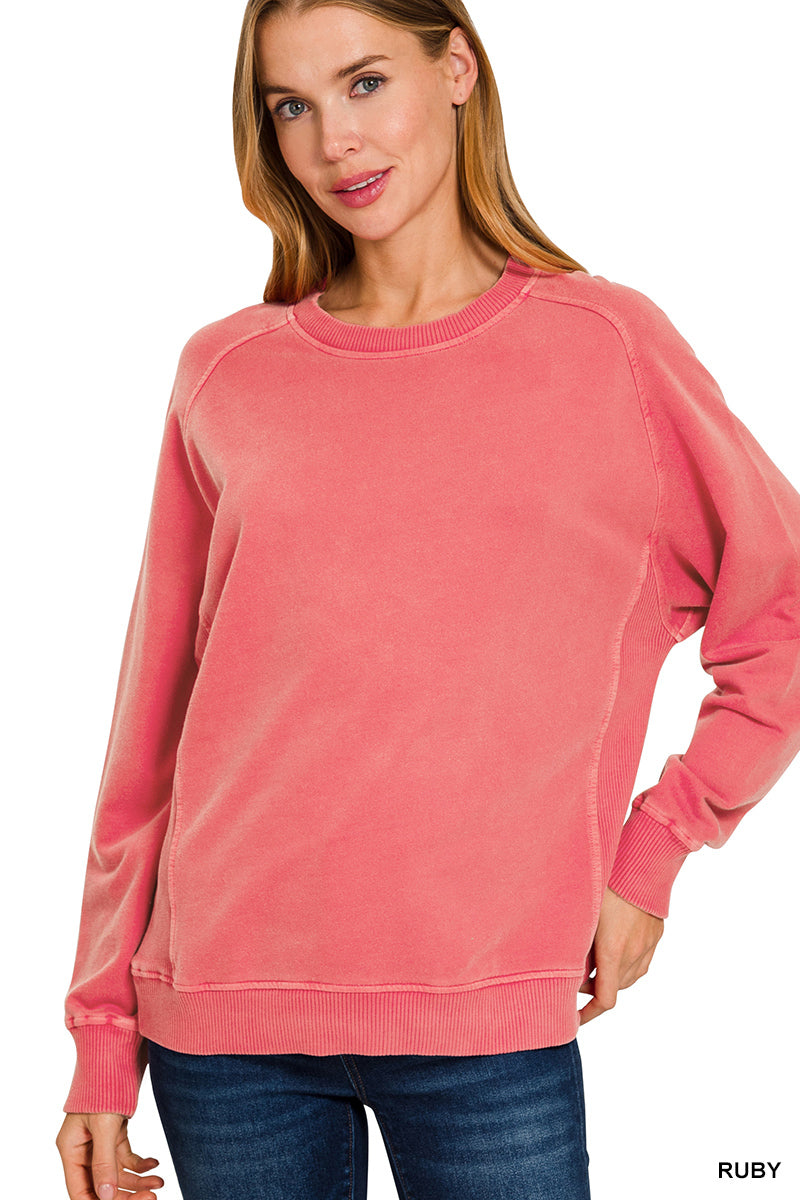 French terry pigment dye pullover