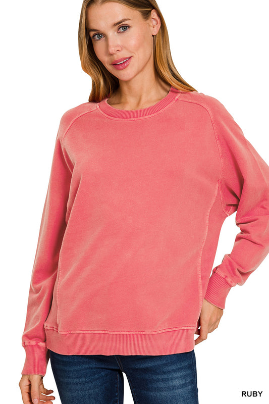 French terry pigment dye pullover