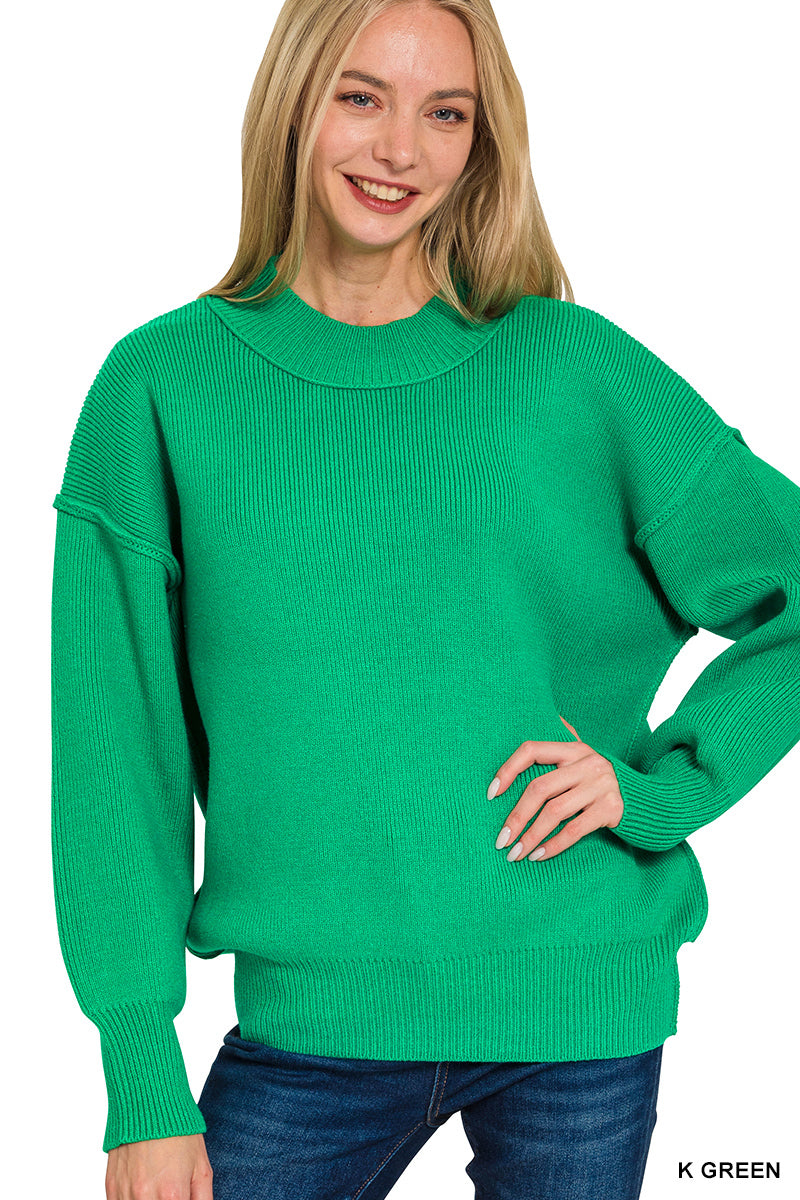 Wide neck drop shoulder sweater