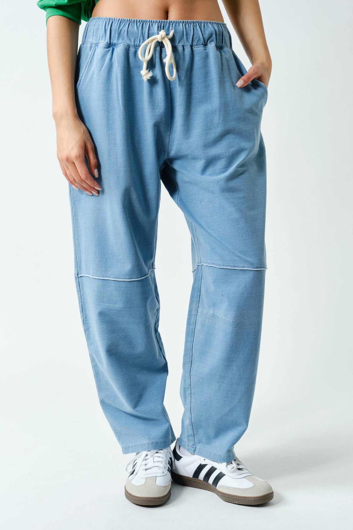 Cotton Blend Mineral Wash Cropped Straight Leg Pants:COFFEE BEAN