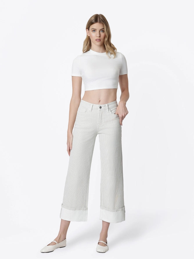 HR Stripe Cuffed Crop Wide