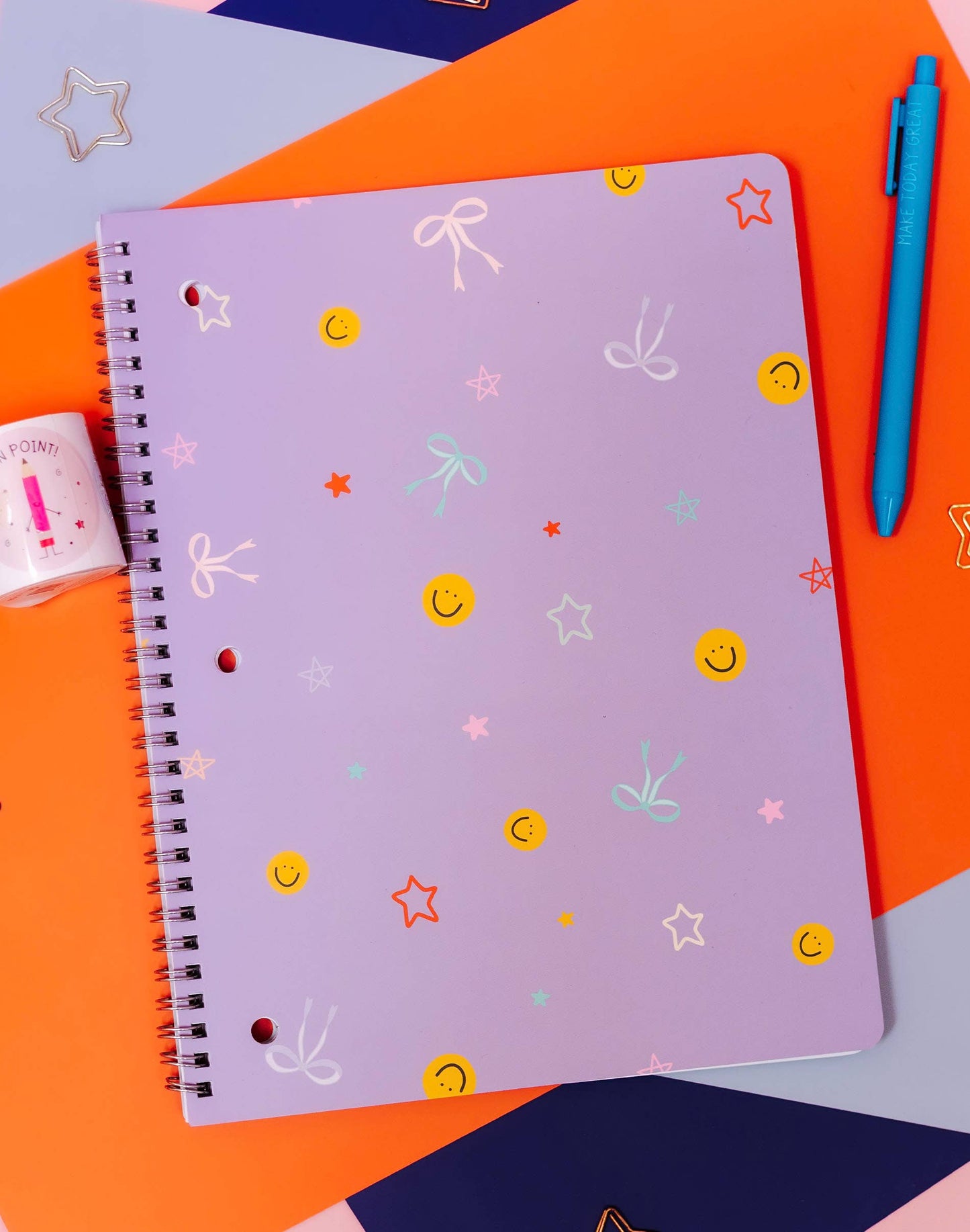 Smiley Face & Bows Spiral Notebook