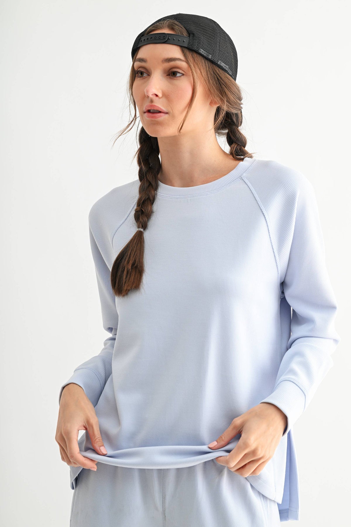 Luxe Sand Wash Rib Raglan Tee: SILKEN TAUPE