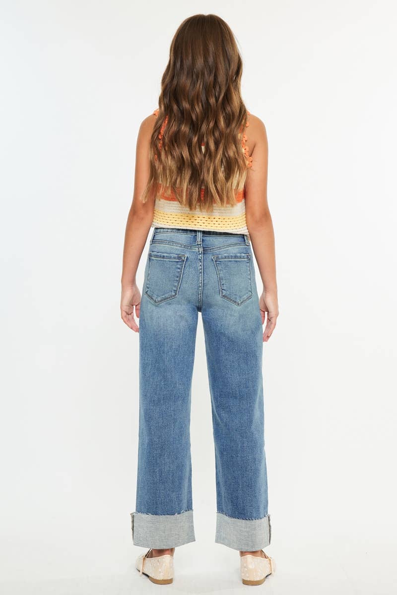 Kan Can Youth HIGH RISE CROP WIDE LEG JEANS