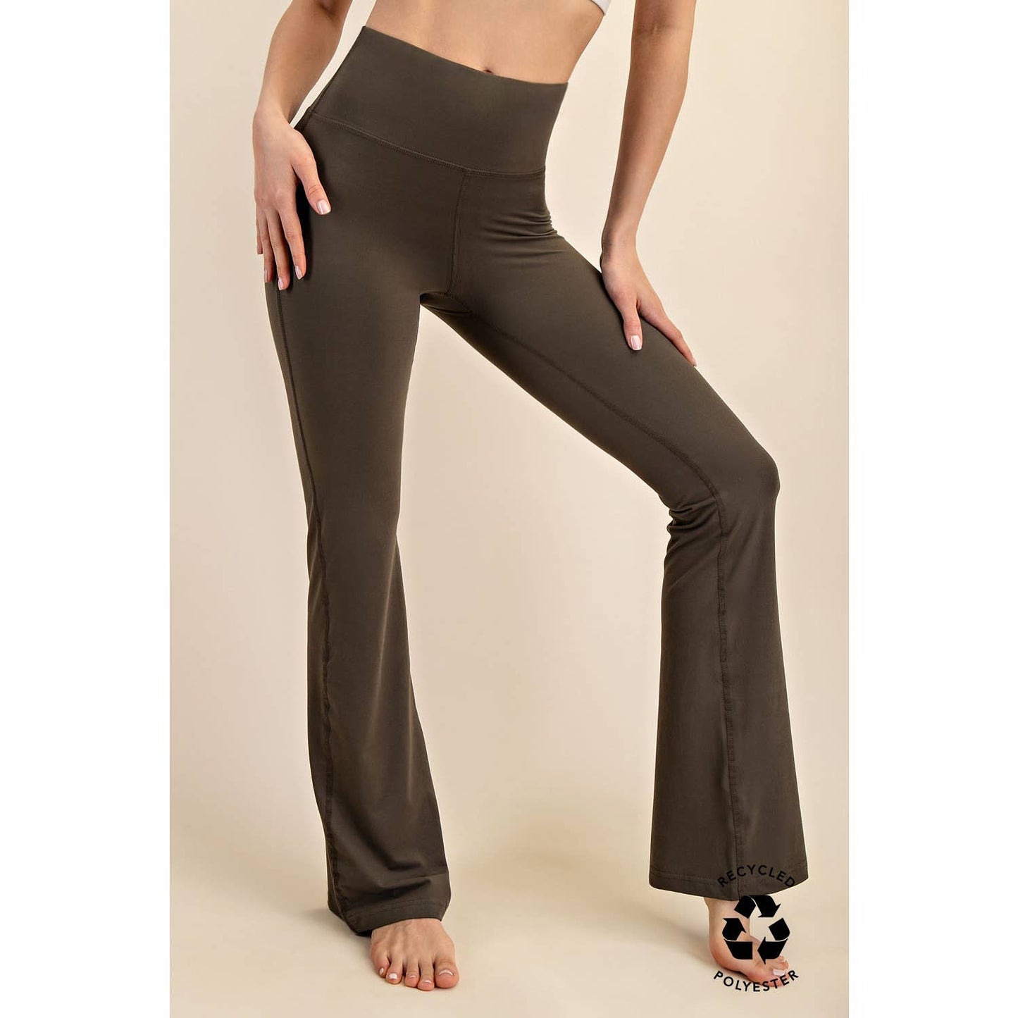FLARED YOGA PANTS: Kelly Green / S-M-L(2-2-2)