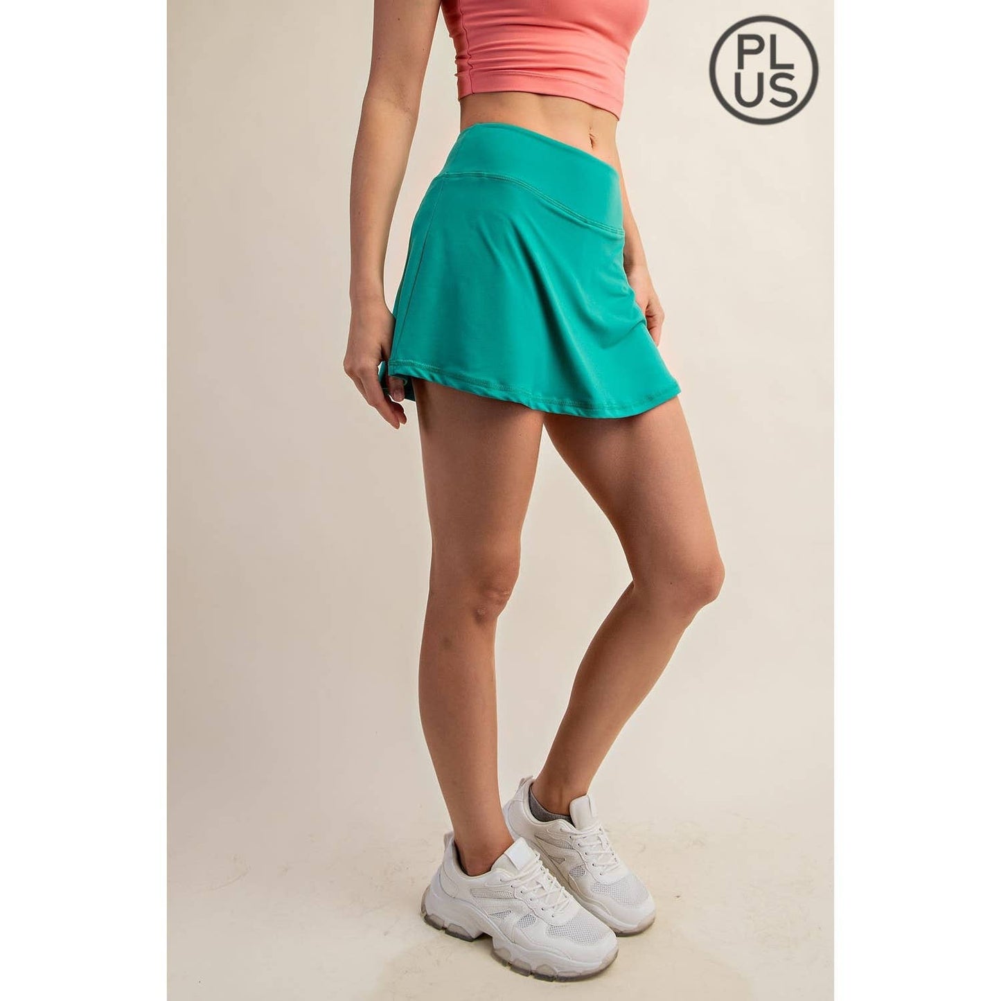PLUS SIZE BUTTER SKORT: Emerald Green / 1X-2X-3X(3-2-1)
