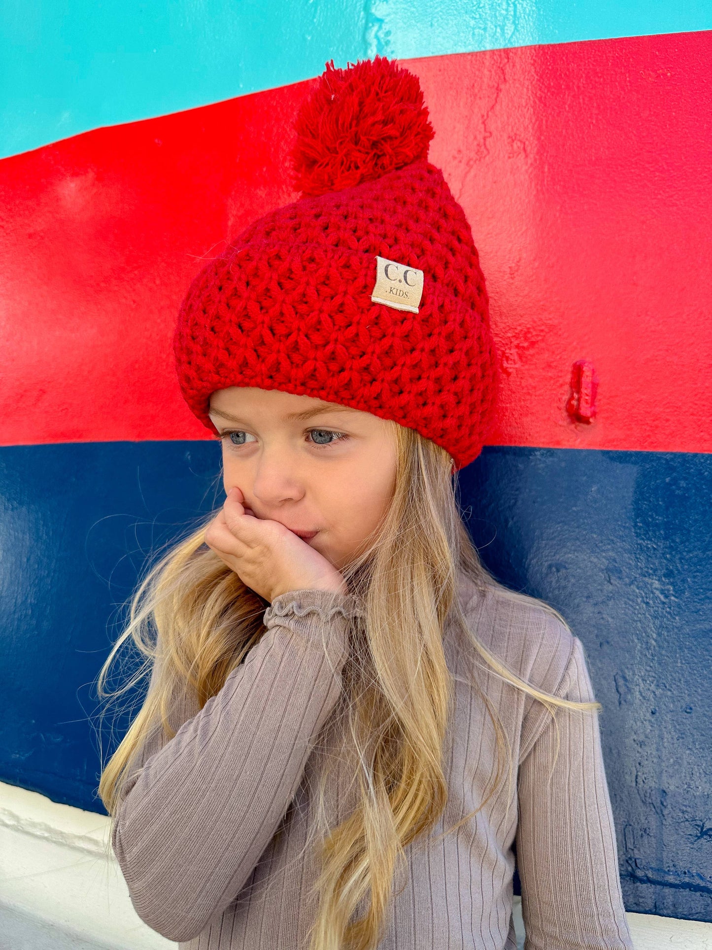 Kids' Bee Stitch Knit Pom C.C Beanie