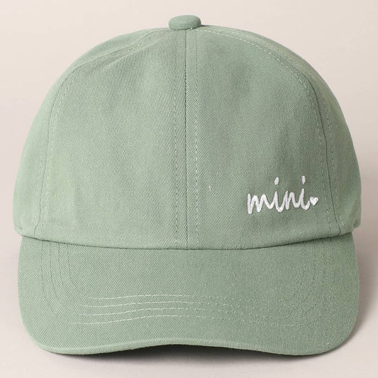 Kids Mini Embroidered Letters Baseball Cap: SAGE / ONE SIZE
