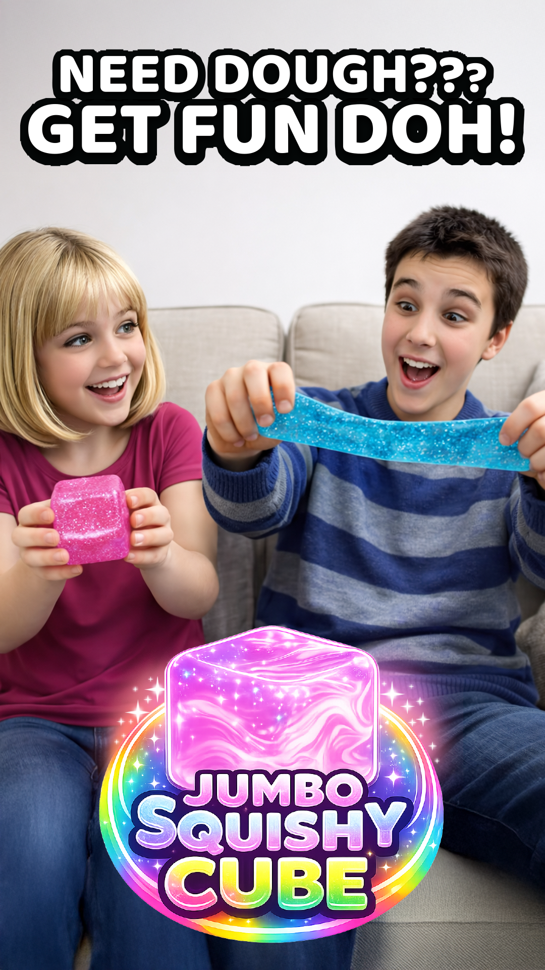 Fun Doh JUMBO Squishy Cube | Viral Assortment - 6/Display: Wholesale Price