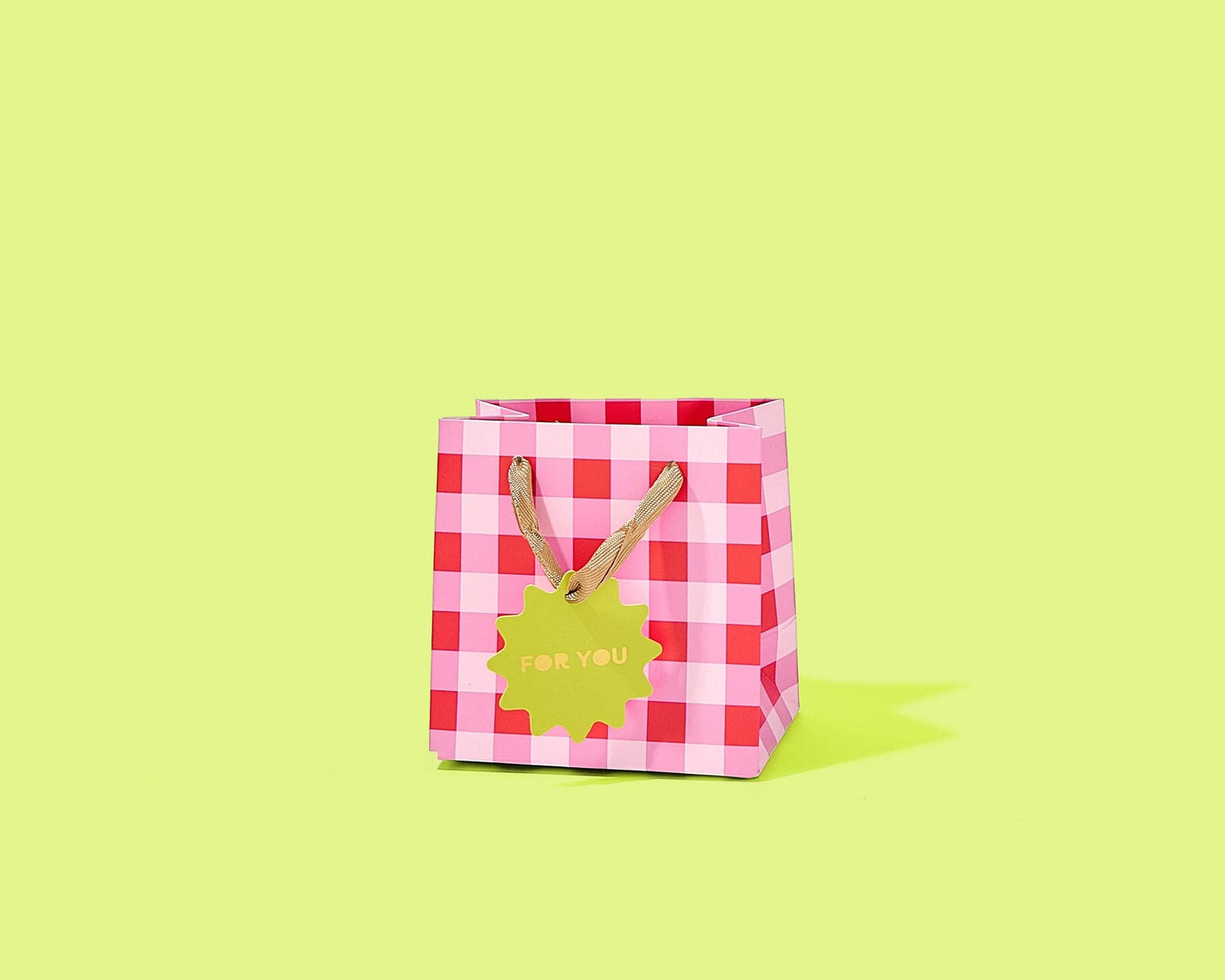 Red + Pink Gingham Gift Bag