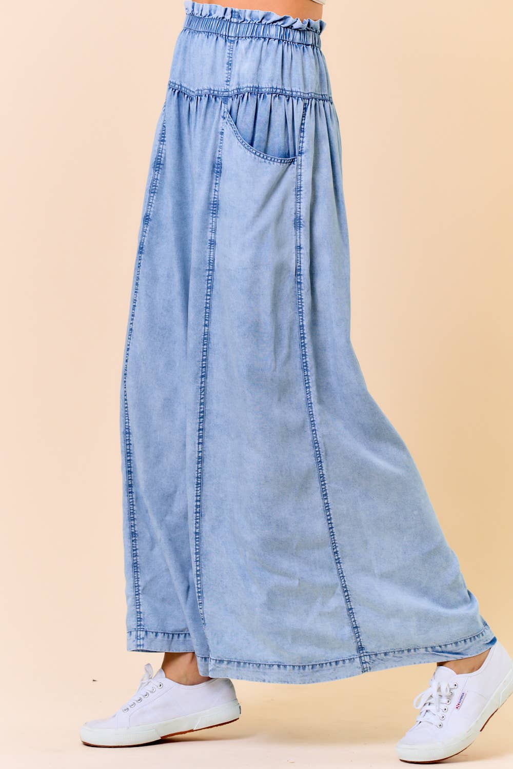 Tencel Denim Wide Leg Pants