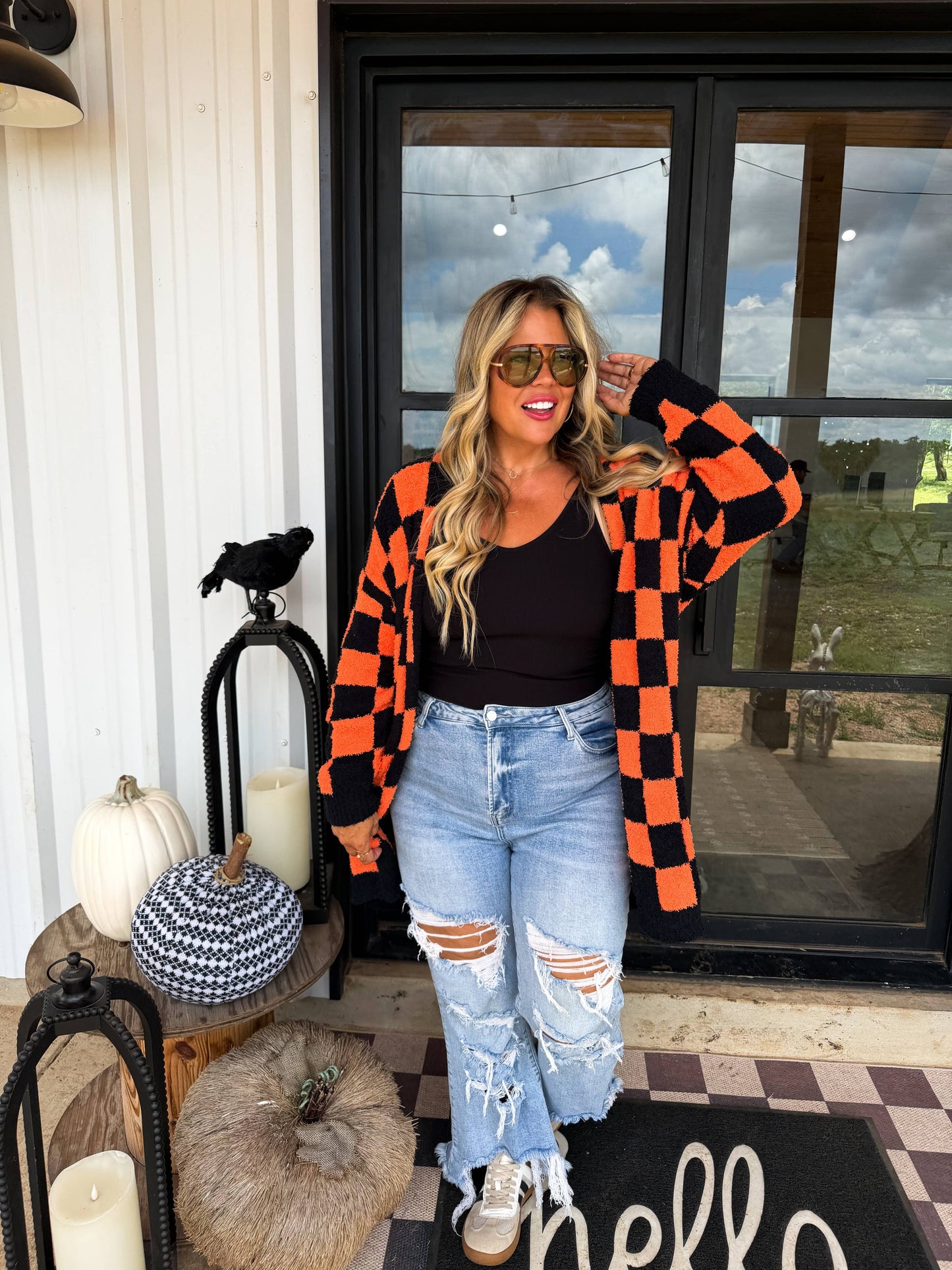REVERSIBLE CLOUD CARDIGAN: CHECKER