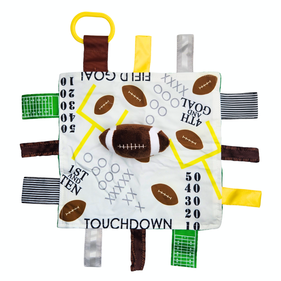 Football Baby Learning Lovey Tag Stroller Toy 10" x 10"