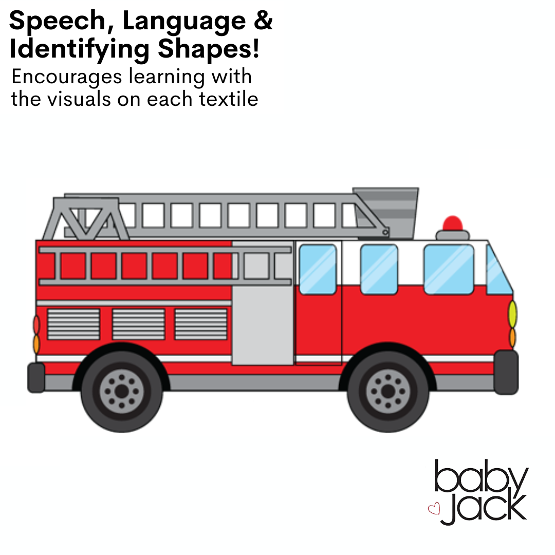 Firefighter Rescue Firetrucks Learning Lovey Crinkle Tag Sensory Toy 8"x8"