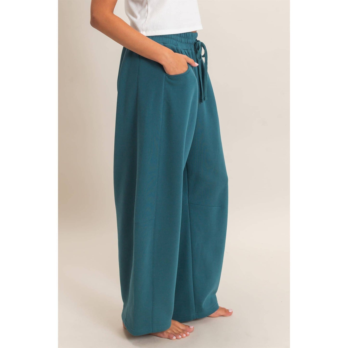 Drawstring Waist Barrel Sweatpants: BLACK / S-M-L(2-2-2)