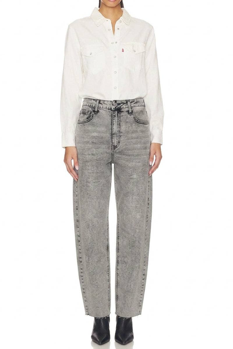 BLUE by ARTEMIS HIGH RISE  BARREL JEANS: Grey / 2