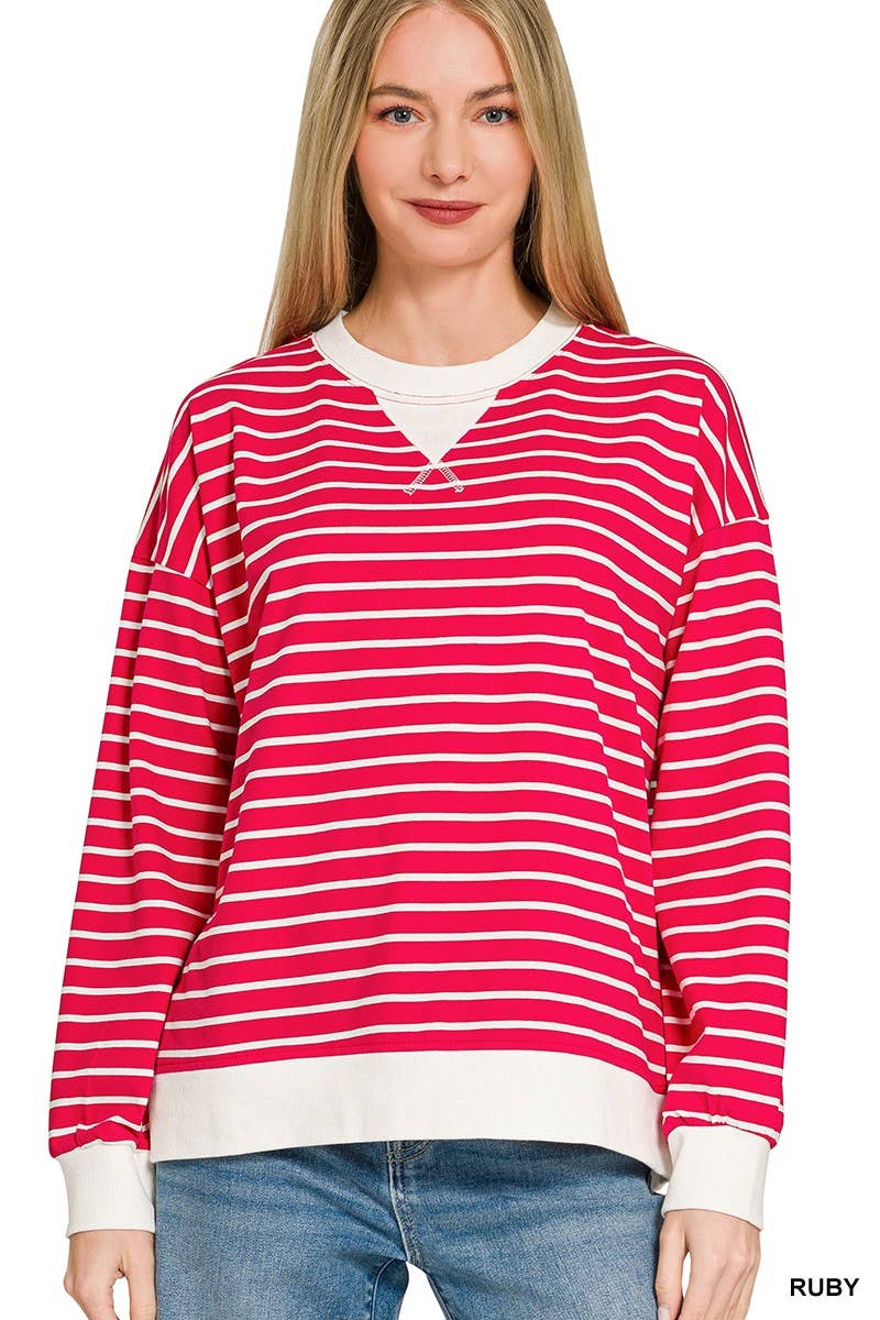 Striped Pullover: CANDY PINK / 2-2-2(S-M-L)