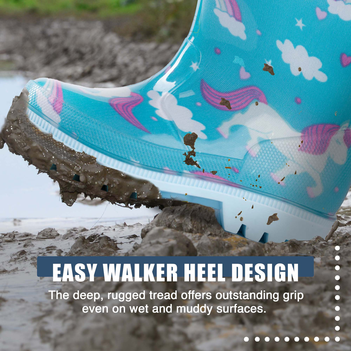 Norty Toddlers Little Kids Rain Boots - 41270- Blue Unicorns: 9 Toddler