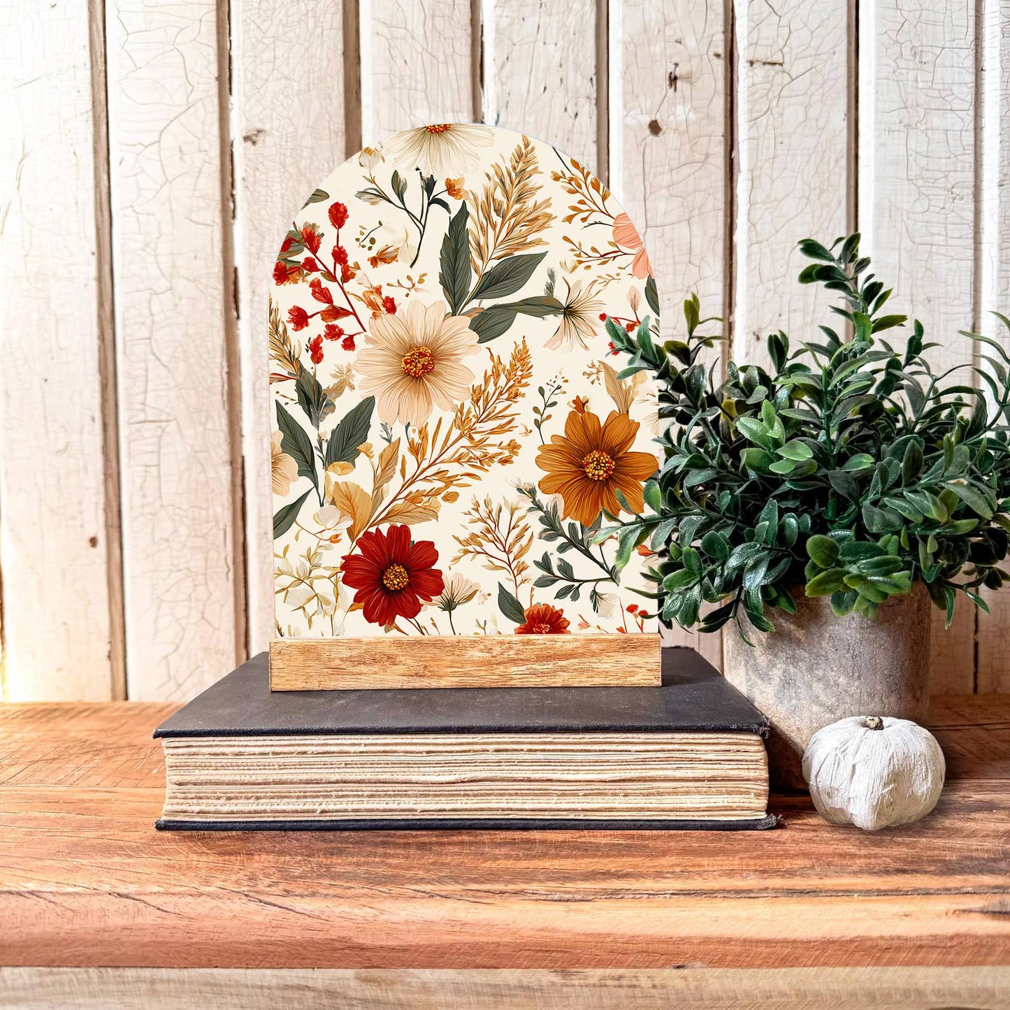 Fall Floral Arched Shelf Sitter