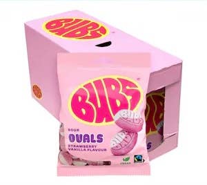 Bubs Swedish Goody Strawberry Vanilla Sour Ovals 12 Pk Case