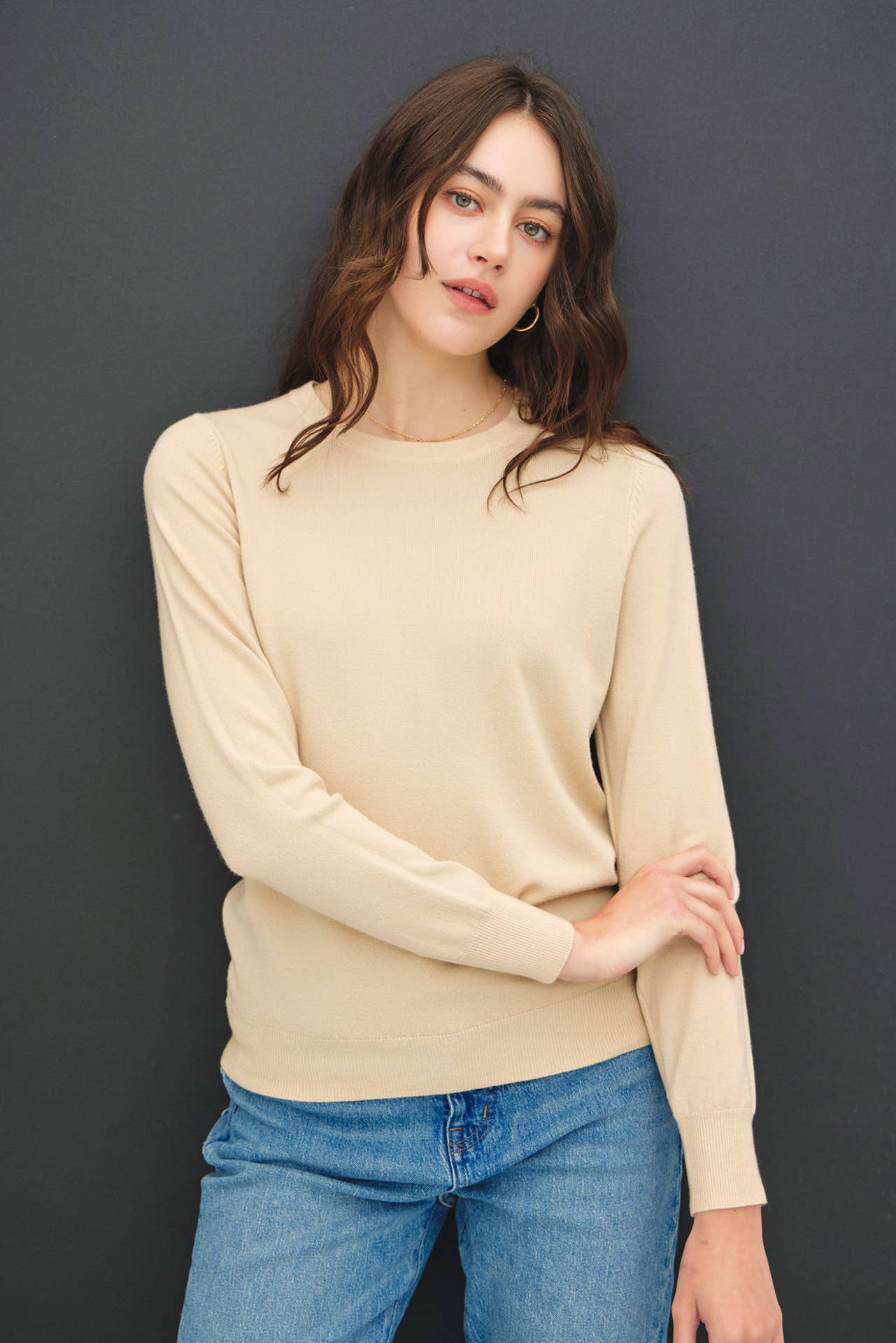 VISCOSE SOFT KNIT IVORY SWEATER