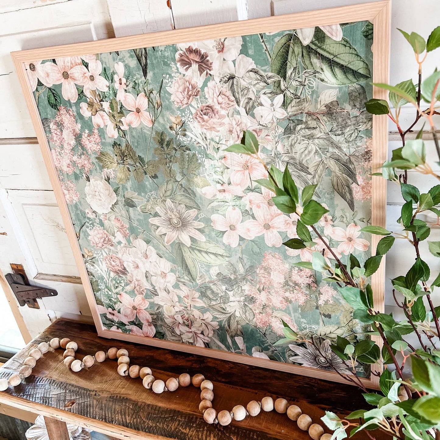 Green Vintage Floral - 15x15