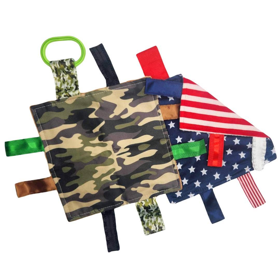 Army Camouflage Military Crinkle Tag Square Lovey 8"x8"