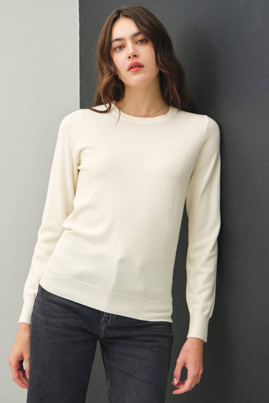 VISCOSE SOFT KNIT IVORY SWEATER