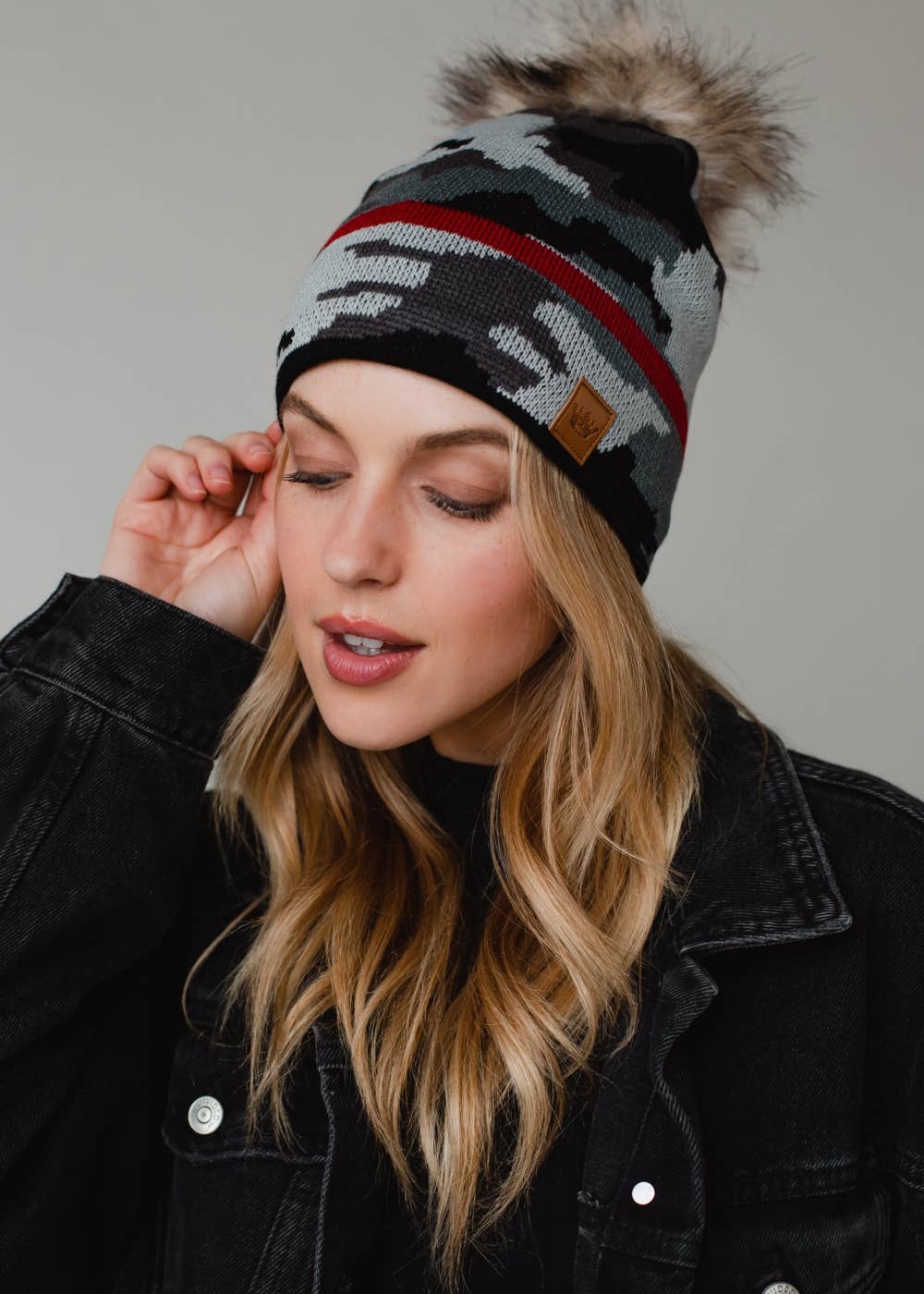 Camo w/ Red Stripe Hat