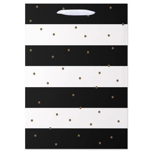 Black, White Stripes and Gold Dots Gift Bags