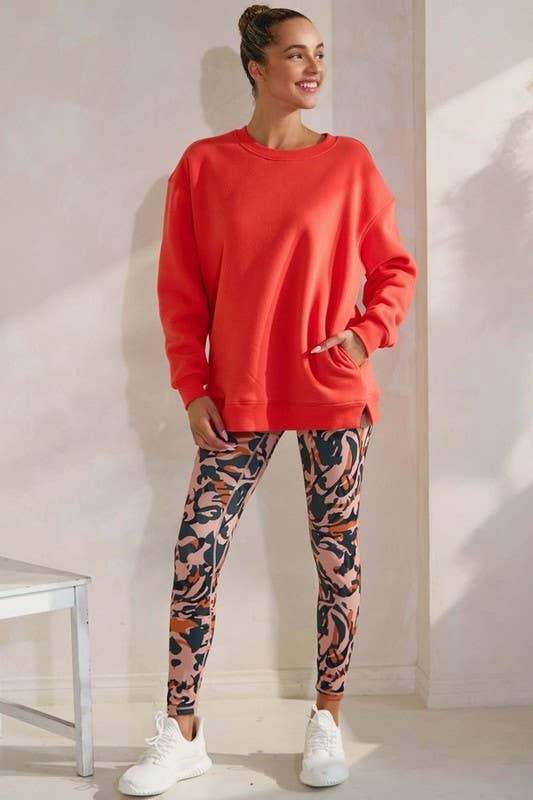Cozy Fleece Oversized Sweatshirt: Orange