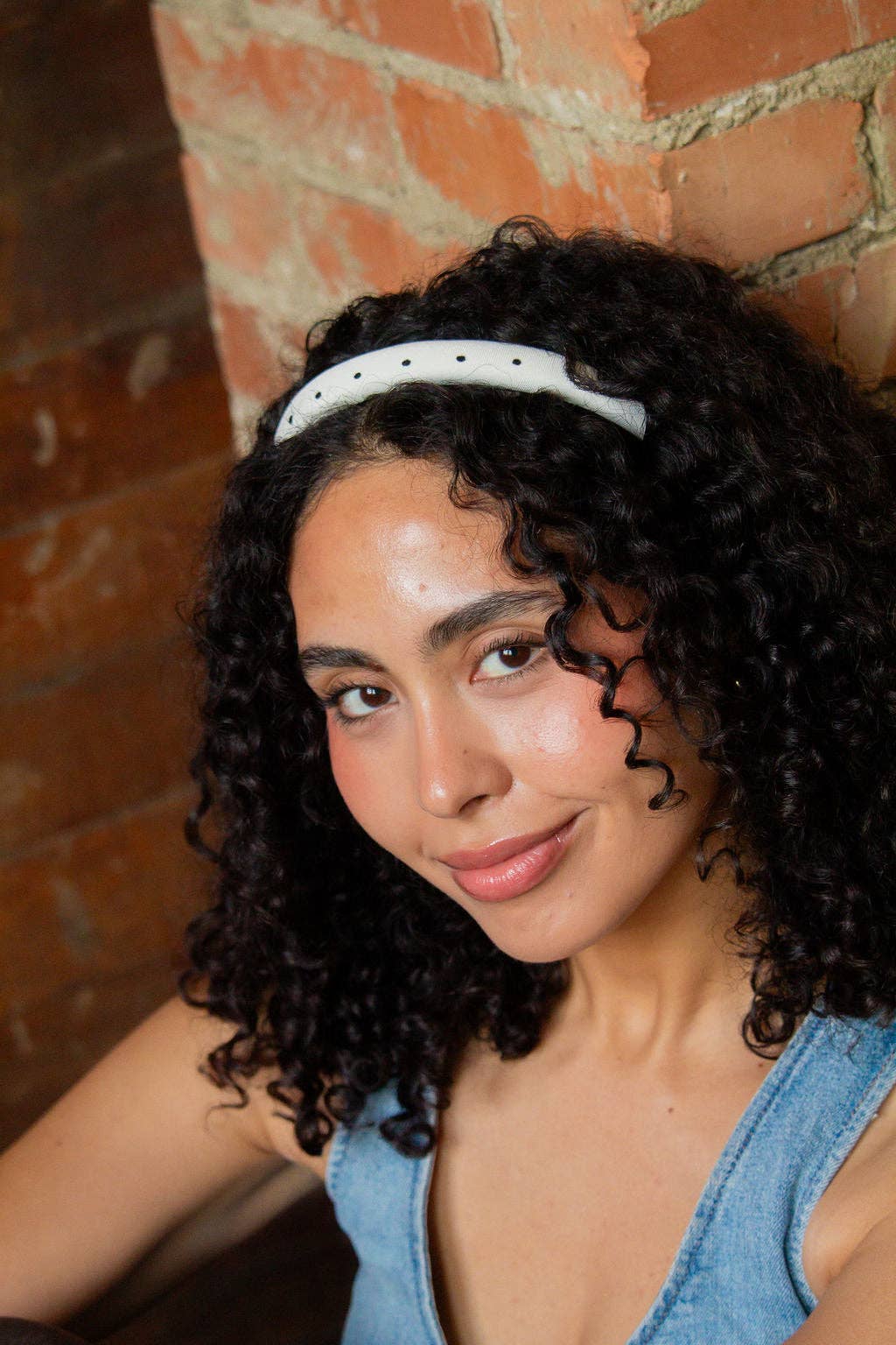 Pin Dotted Headband: Grey