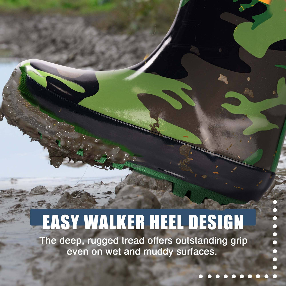 Norty Kids Rubber Printed Rain Boots 40149 Olive Brown Camo: 11 Little Kid