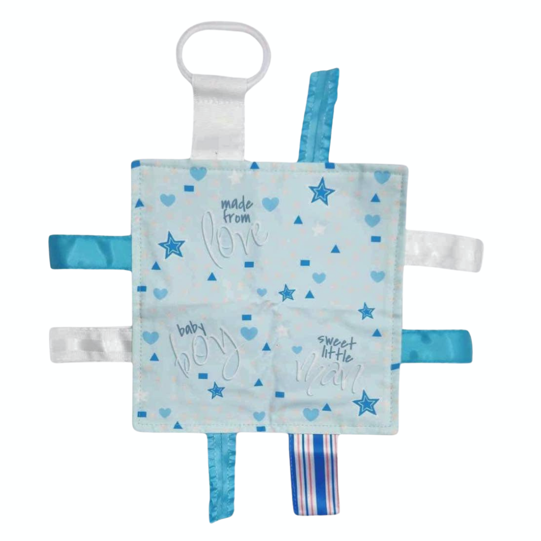Baby Boy Newborn Hospital Blanket Blue Pink Tag Lovey Toy
