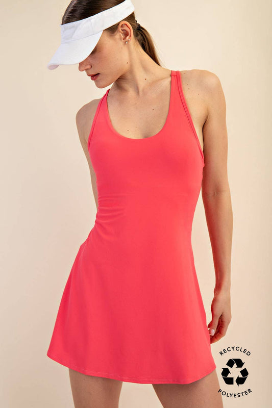 TENNIS ROMPER DRESS: Flamingo Pink / S-M-L(2-2-2)