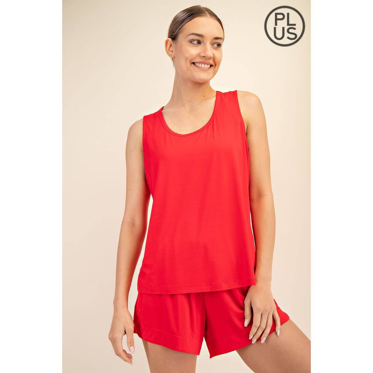 PLUS SIZE VISCOSE MODAL SLEEVELESS TANK: Black / 1X-2X-3X(3-2-1)