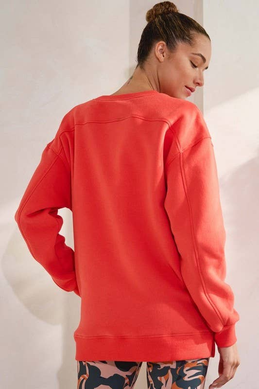 Cozy Fleece Oversized Sweatshirt: Orange