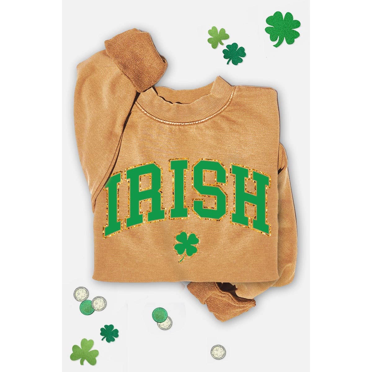 IRISH GOLD FOIL MINERAL GRAPHIC SWEATSHIRTS: MINERAL DUSTY GREEN