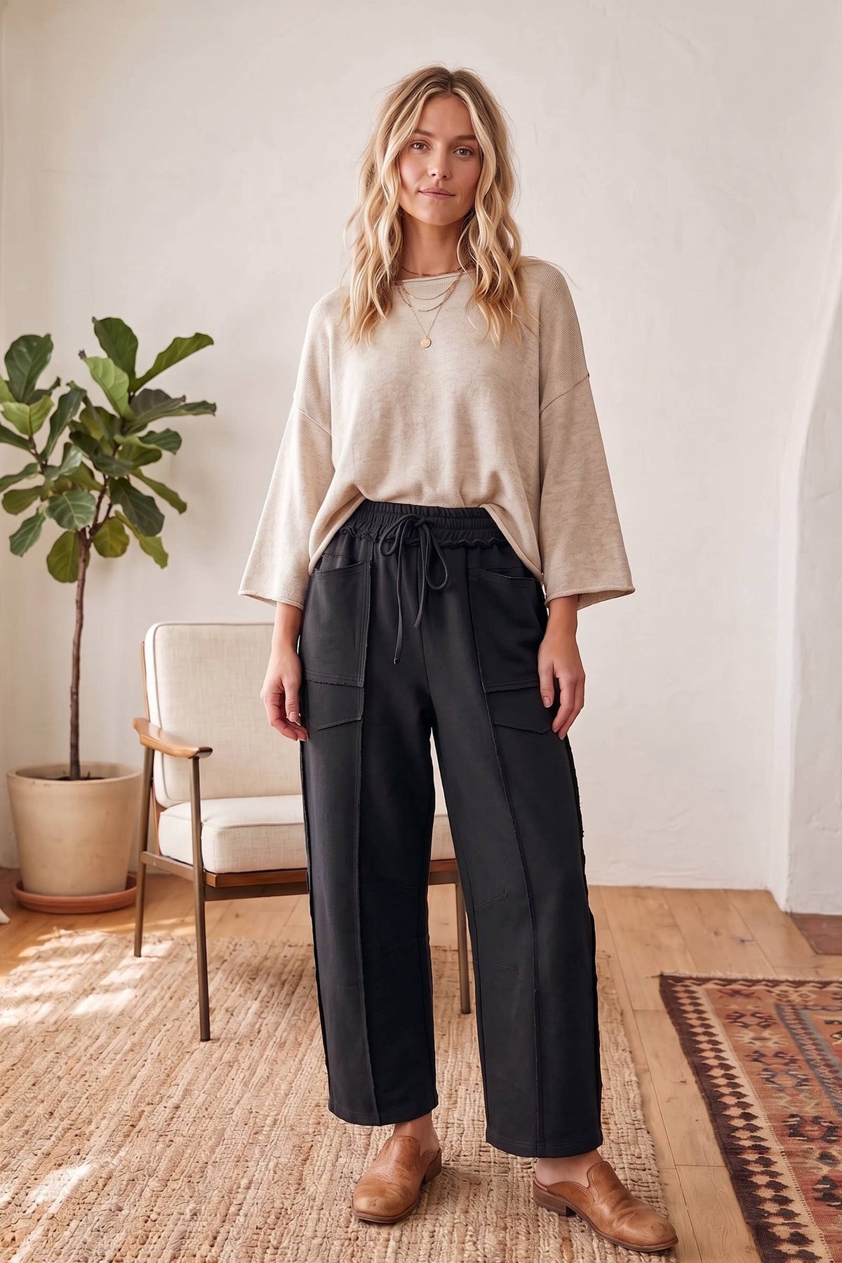 Scuba Raw Edge Barrel Pants
