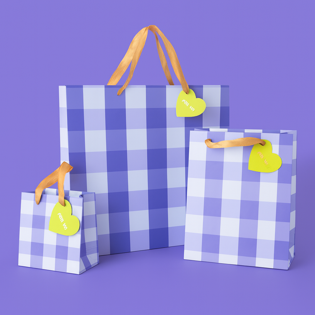 Blue Gingham Gift Bag