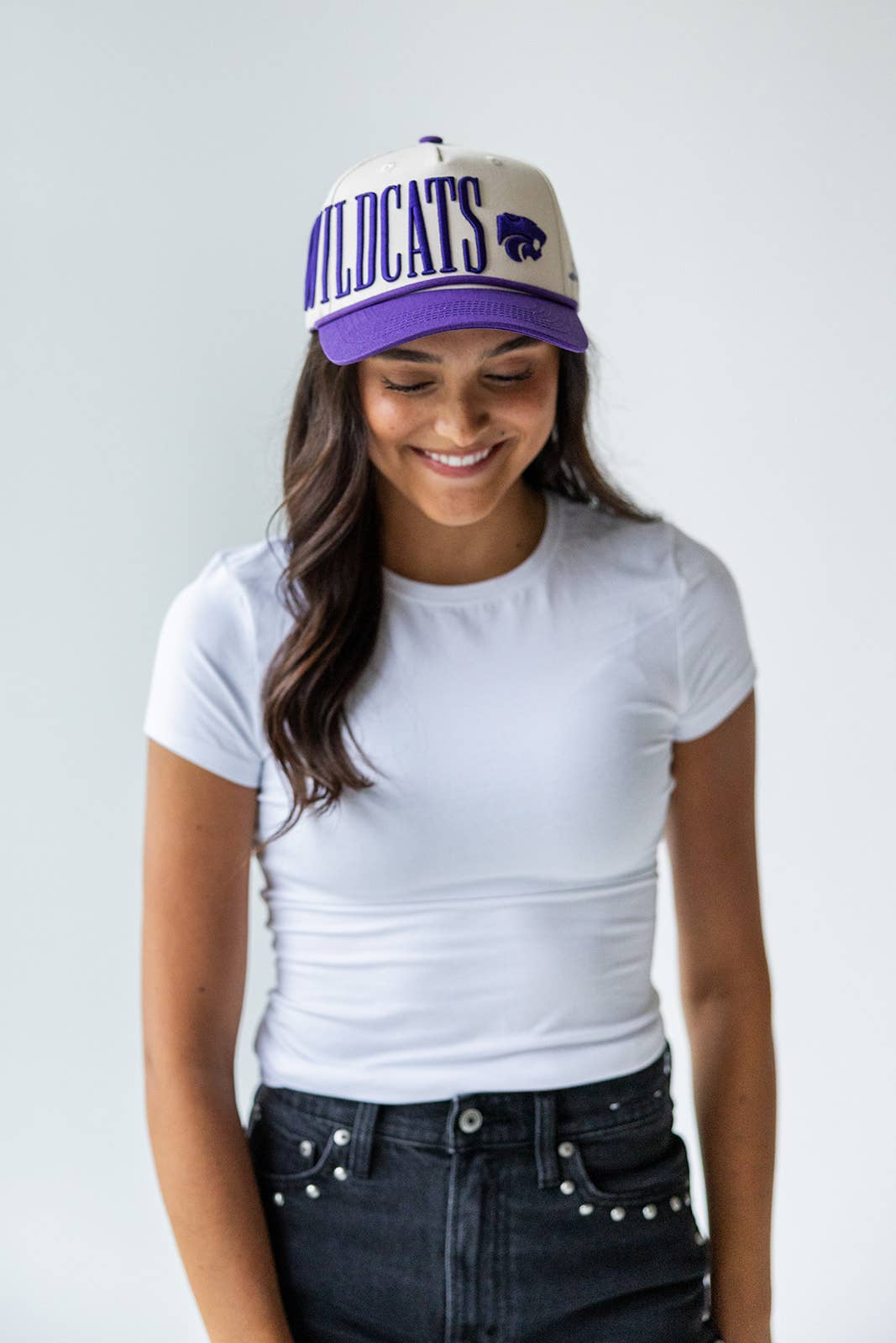 K-State Saturday Stretch Canvas Trucker Hat: PURPLEIVORY / O