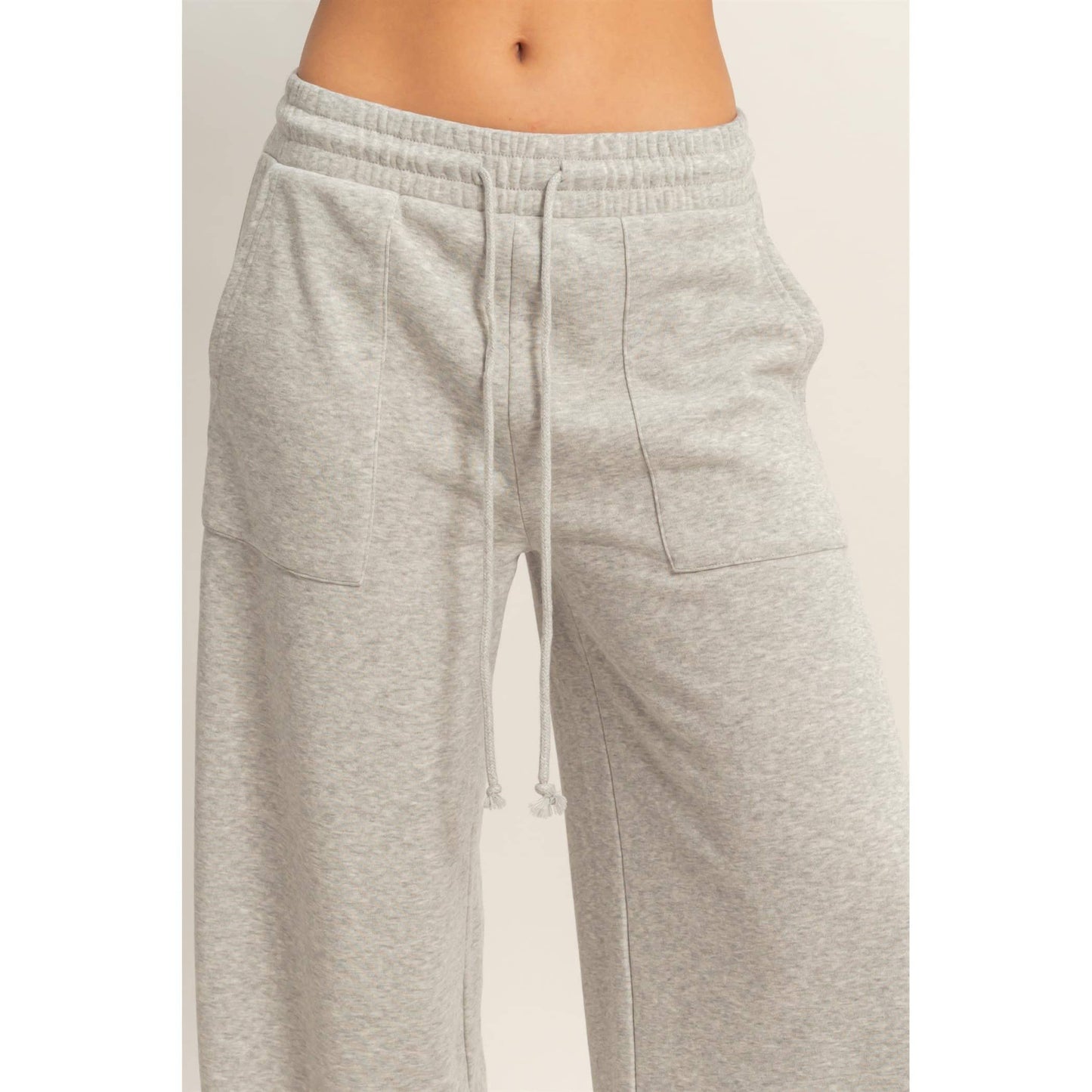 French Terry Wide-Leg Pants: GRAY