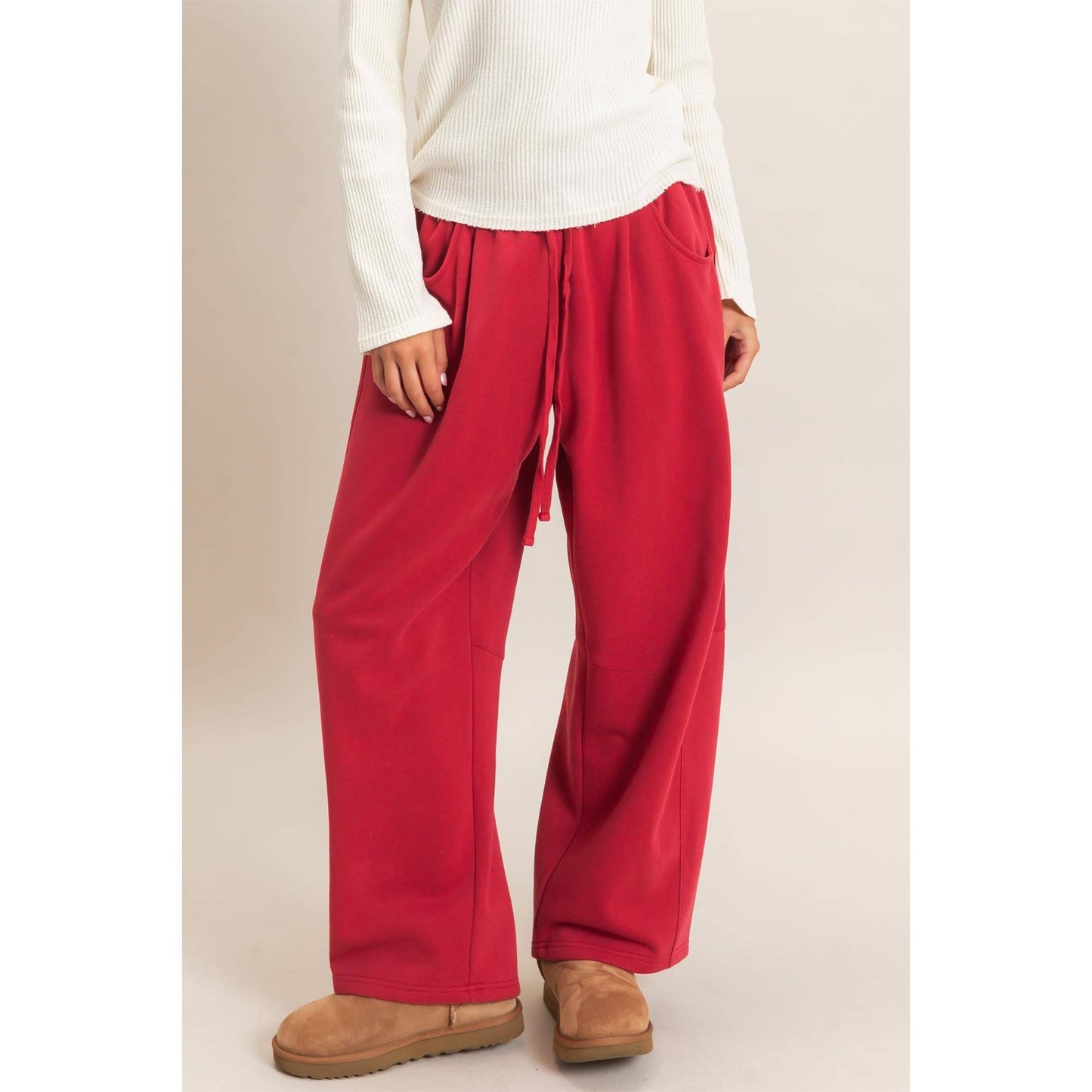 Drawstring Waist Barrel Sweatpants: BLACK / S-M-L(2-2-2)
