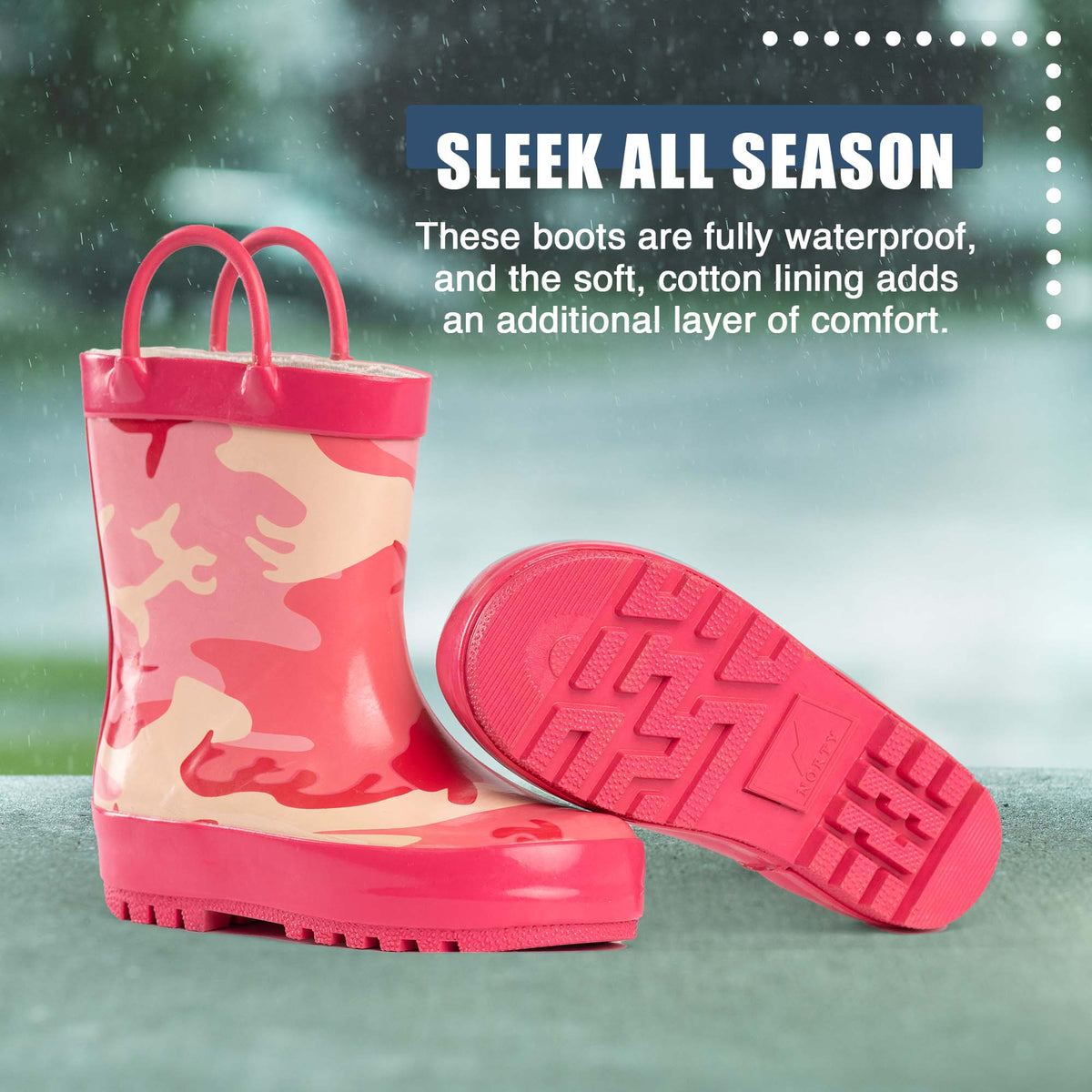 Norty Toddlers Kids Boys Girls Waterproof Rubber Rain Boots: 10 Toddler