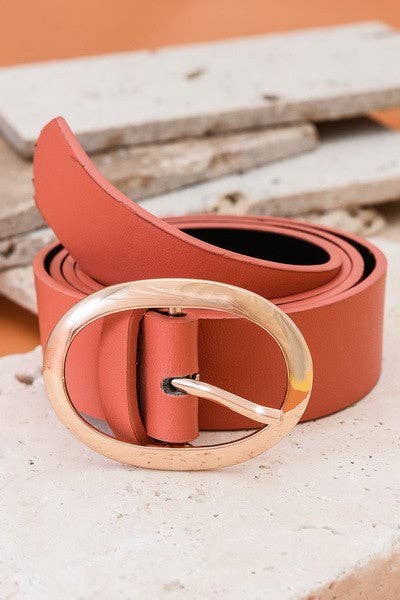 CLASSIC OVAL BUCKLE LEATHER BELT | BROWN