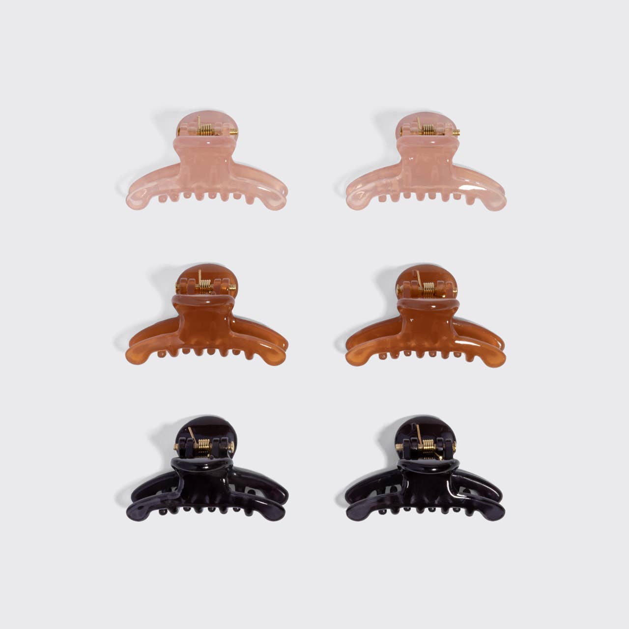 Recycled Plastic Mini Arched Clips 6pc Set - Soft Pink, Mocha & Black